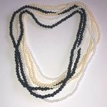Lot of 3 White Off White & Black Beaded Boho Necklaces Photo 0