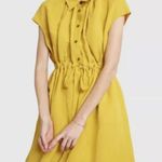 CO Women's Yellow Goop Fluid Linen Sleeveless Button Front Midi Dress Size Small Photo 1