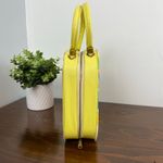 Vintage Mid Century Psychedelic Disco Mod Vinyl Top Handle Handbag Tote MCM GoGo Yellow Photo 5