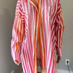 Beach Riot  Womens Sz L/XL  Top Pink Orange Stripe Swim Cover Up Button Up #148 Photo 1