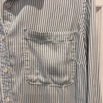 Merona Women's Size L Long Sleeve Striped Button Down Shirt Top Lyocell Photo 2