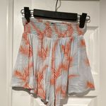 Hollister Forever 21 Size L Tropical Smocked Elastic Waist Blue Coral Flowy Shorts Photo 4
