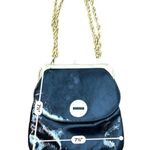 VINTAGE black & gold chain link strap over the shoulder adjustable strap purse Photo 1