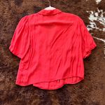 AQUA  red short sleeve button down size small Photo 3