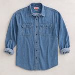 Wrangler Denim Shirt Womens XL Blue Button Up Long Sleeve Casual Work Photo 8