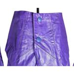 Vtg 90s Outerwear by Pheonix Purple Leather Jacket Coat Shoulder Pads Sz SP Photo 2