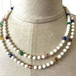 White colorful beaded long necklace Photo 0