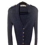 ZARA Women’s Preppy Nautical Knit Cardigan Medium Navy Gold Buttons Photo 4