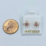 Stamped 14k Solid Gold Earrings Small Butterfly Studs  Photo 2