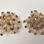 Aurora Borealis AB Large Bead Cluster Gold tone Vintage Statement Earrings Photo 0