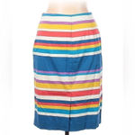 Boden Cotton Rainbow Multi Color Striped Pencil Skirt Size 8 US Medium M Blue Photo 2