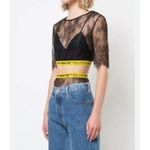 Off White Floral Lace Crop Top in Black & Yellow Size XS Photo 2