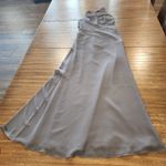 Hayley Paige Occasions  Bridesmaid maxi Dress 5714 Gunmetal Gray long chiffon 2 Photo 15
