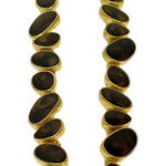 Anne Klein Statement Necklace Goldtone Brown Animal Print Linked 15.5-17" Photo 0