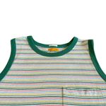 Mother Strong and Silent Type Pocket Tank Top Shirt Green Multi Stripe Sz Large Photo 1