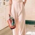 Sézane Magdalena wide leg Jumpsuit Rosy nude Beige tie wrap back Size 38 spring Photo 0