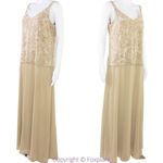 Vintage Alex Evenings floral embellishment‎ top beige/ brown dress, size 12 Photo 2