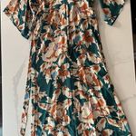 Lulus Lulu’s Teal Floral Print Bell Sleeve Wide-Leg Jumpsuit Photo 3