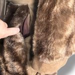 Vintage 70s Tocci England Faux Fur Suede Belted Coat Burgundy Lined Elegant Boho Brown Size M Photo 4