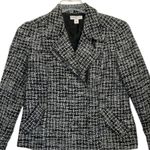 Coldwater Creek Moto Blazer Jacket Black White Wool Mohair Women’s 10 Petite Photo 2