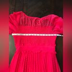 Hot Pink Fuchsia Pleated Chiffon Dotted Swiss Midi Dress Sz 6 Photo 5