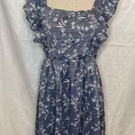 6 Wallflower Morgan Floral Flutter Ruffle Sleeve Grisaille Large Cottagecore Blue Photo 2