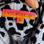 Vilagallo Animal Print Long Sleeves Collared Button Up Blouse Size 46/ XL Blue Photo 4