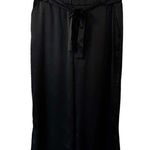 Joie  Cropped Pants Elastic Waist Satin Charmeuse Black Belted Medium NWOT Photo 0