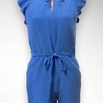 Madewell Women's Petal Play Blue 100% Silk Short Sleeve Romper XS | EUC Photo 0