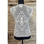 Kenar Vtg Ann Tjian For Open Knit Crochet Vest Medium Petite Boho Festival Photo 1