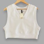 H&M NWT Divided V-Neck Cropped Sweater Vest Women's Size Small White Photo 9
