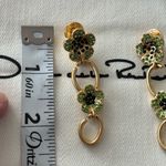 Oscar de la Renta  Gold and Green Floral Earrings Photo 5