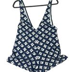 ZARA Trafaluc Size Small 1 Piece Blue White Sleeveless Deep V Neck Romper Summer Photo 3