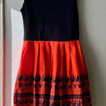 Lucy & Co. •Navy & Orange•Egyptian Print Dress•Sz 6 Blue Photo 0