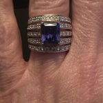 Tanzanite Sterling Silver Ring With CZs Size 8 White Photo 0