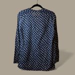 MICHAEL Michael Kors Navy White Diamond Print V Neck Tunic Top Womens Size S Blue Photo 1
