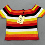 NWT 8 Birdies Australia Striped Knit Top Womens S Colorful Short Sleeve Crop Top Photo 0