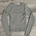 Hollister Gray Ribbed Henley Long Sleeve Button Top Cropped XS Stretch V Neck Photo 1