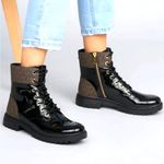 Michael Kors NEW Alistair Lace-Up Boot Black Shiny Size 9 Photo 0
