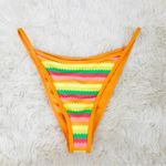 l*space L* Tommy Rainbow Stripe String Bikini Bottom Cheeky Orange Size Medium New Photo 1