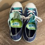 Converse  All Star Canvas Sneakers Blue Lime Green Women’s Size 6 Double Tongue Photo 6