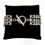 Sam Edelman NEW - Bold Chic & Modern Silver Triple Strand Curb Chain Toggle Clasp Bracelet Photo 0