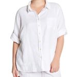 Allen Allen  Linen 3/4 Sleeve Shirt in White Size 1X Photo 1