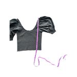 Hill House  Black Aiko Nap Top
Smocked Puff Sleeve Cropped Blouse Size Small Photo 5