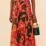 Farm Rio Blooming Garden Floral Print Orange Maxi Dress Size M Photo 0