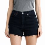RE/DONE  70s High Rise Shorts Women’s 29 Broken Black Distressed Button Fly Photo 0