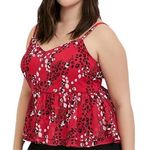 Torrid  Leopard Chiffon Peplum Midi Adjustable Strap Cami Red 1X Photo 0