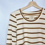 Chaser  Beige & Brown Stripe Crewneck Long Sleeve Top S Photo 3