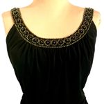 Adrianna Papell Black Beaded Egyptian Collar Midi Cocktail Dress 6 Ruched Waist Photo 1