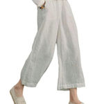 #300 HAPPILY GREY Rayon Wide Leg Pants Silver Size L Photo 0